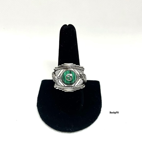 New Authentic Gucci GG Malachite Snake Ring - Picture 9 of 10